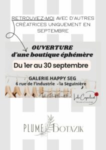 Lire la suite à propos de l’article Boutique Ephémère en Septembre !